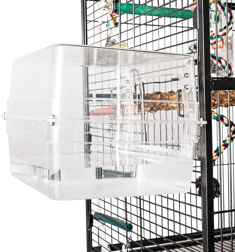 Bird Bath for birds Parrots Tub Large Clear Transparent Swimming Pool Box for Birds to Splash and Play Parrot Shower Bathtub