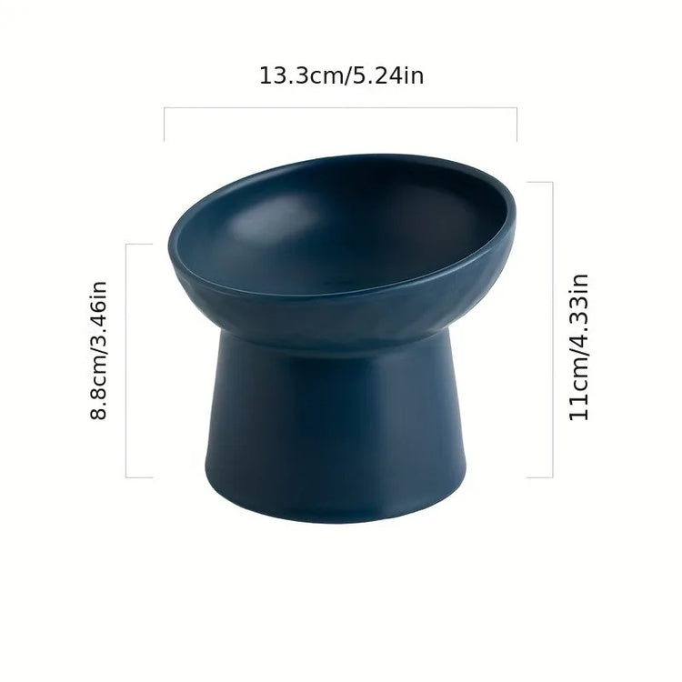 Ceramic Raised Cat Food Bowls | Tilted Elevated Cat Food Bowl Stress Free Backflow Prevention | Microwave Safe Dishwasher