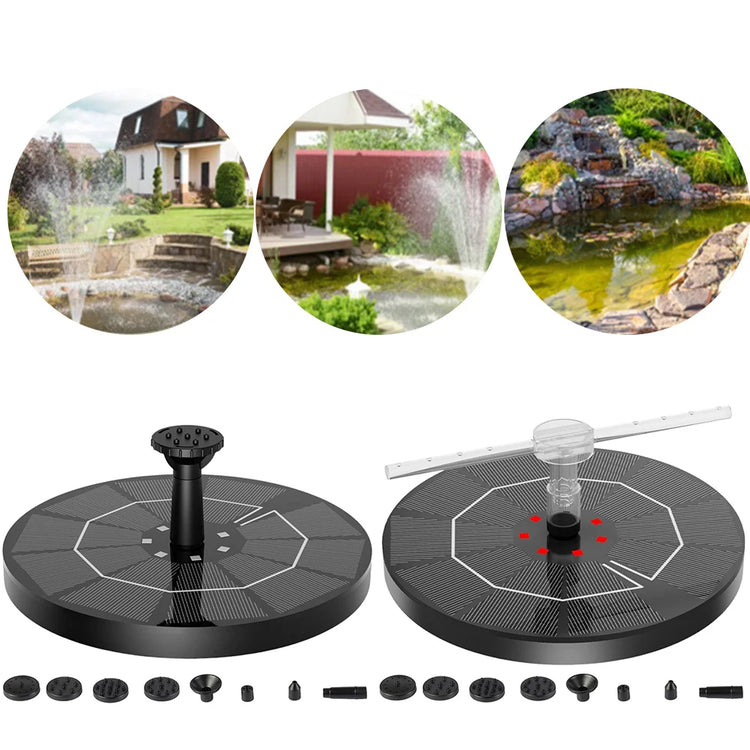 2.2W Solar Bird Bath Fountain | Floating Water Pump with LED Light & 6 Spray Nozzles for Birdbaths, Ponds, and Outdoor Water Features