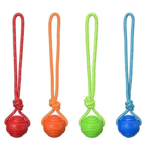 Dog Ball Toys – Bouncy Rubber Ball with Rope for Interactive Play