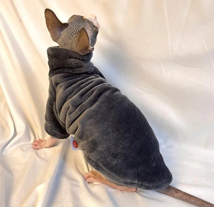 Warm Coral Velvet Cat Clothes | Hairless Sphynx Vest | Winter Turtleneck Kitten Outfit | Puppy Costume | Pet Accessories for Gatitos