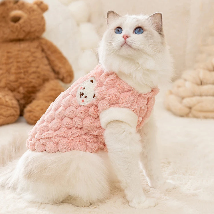 Winter Warm Hairless Cat Clothes | Buckle Cardigan Sweater For Sphynx, Ragdoll, Siamese & Persian Cats