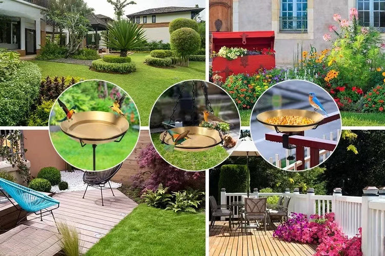 Wrought Iron Bird Bath & Feeder Bracket – Outdoor Tableware Garden Stand | Hummingbird-Friendly Decorative Bird Accessories