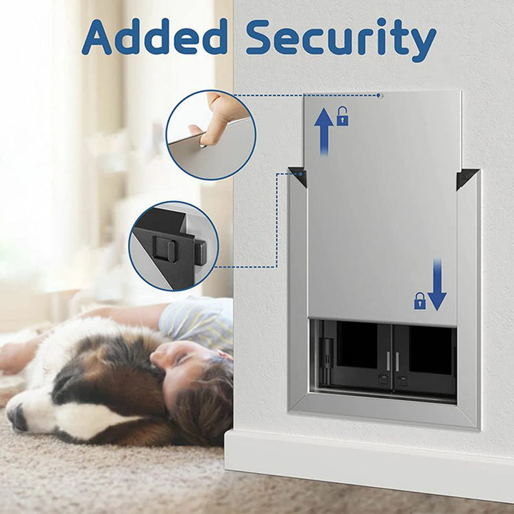 Heavy-Duty Aluminum Dog Door with Lockable Dual Flap – Magnetic Closure Pet Door for Medium & Large Dogs, Indoor/Outdoor Use