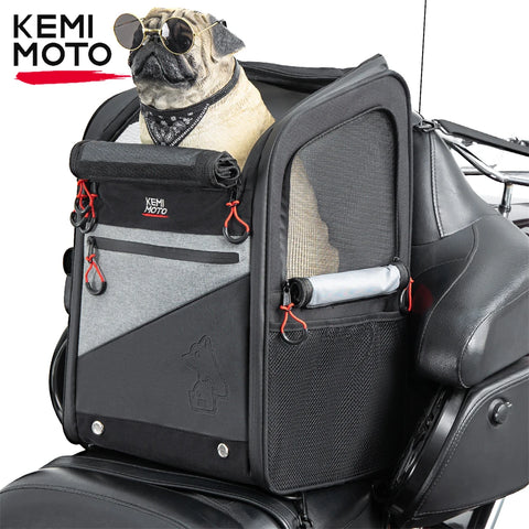 Motorcycle Pet Carrier Backpack – Foldable Dog/Cat Bag for Touring & Street Bikes, 44L Capacity