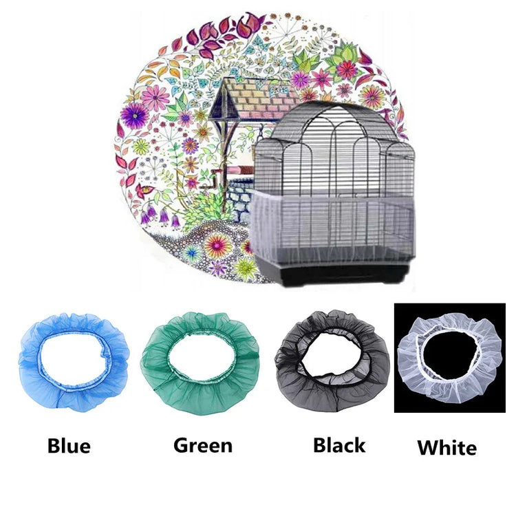 Bird Cage Seed Catcher Cover | Mesh Skirt Dust Guard | Easy-Clean Nylon Net for Parrot Cages | 2 Sizes M/L