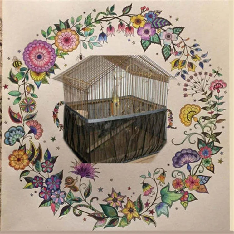 Bird Cage Seed Catcher Cover | 2025 M/L Mesh Skirt | Nylon Airy Cage Wrap for Clean Floors | Stretch Fit Bird Cage Accessory