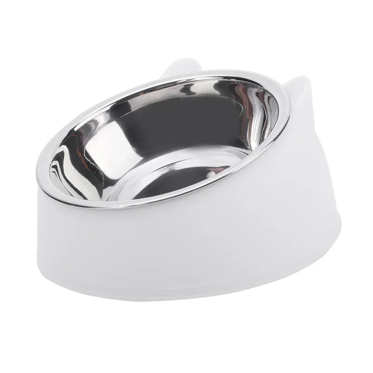 1pc Cat Bowl | Lovely Creative Inclined Kitten & Puppy Food Bowl | Stainless Steel Feeder | Cats Drinking Bowl | Pet Dogs & Cats Feeders