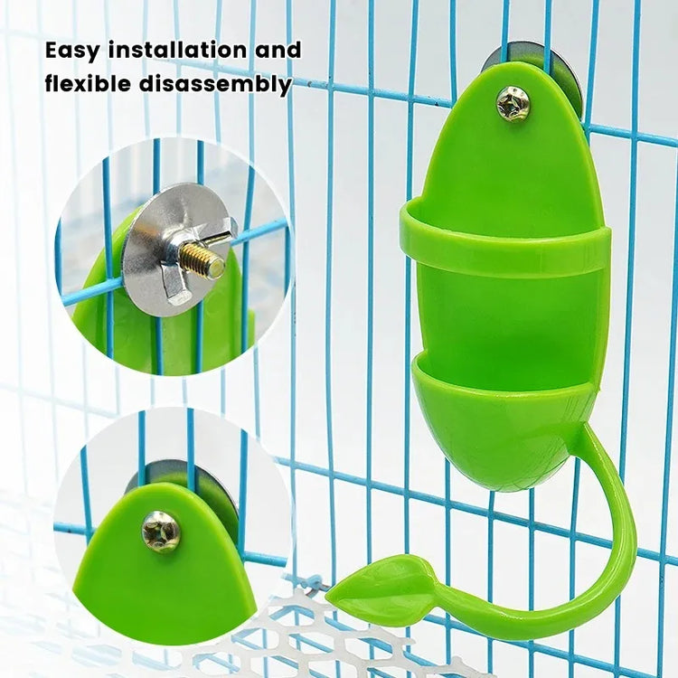 Parrot Food Feeder | Hanging Cage Feeding Toy with Perch | Fun Plastic Bird Feeder Frame | Pet Accessories for Parakeets, Conures, Lovebirds & More
