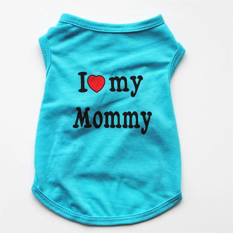 "Love Mommy & Daddy" Cotton Cat Vest | Cute Printed T-Shirt for Cats/ Small Dogs