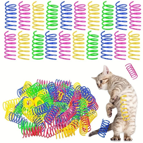 20pcs Cat Toys | Spring Toys | Interactive Indoor | Colorful Plastic Spring Coil for Cats | Hunting Toy | Pet Supplies
