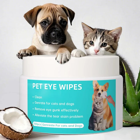 Cat Ear Wipes | Pet Ear & Eye Cleaning Finger Wipes | Remove Wax & Odor | 50 Wipes for Dogs/Cats