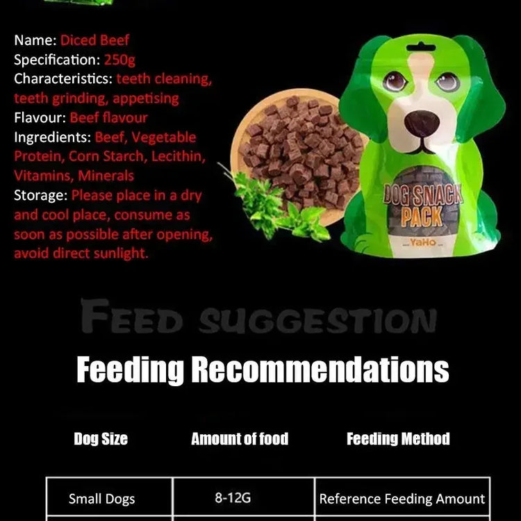 Premium Diced Beef Dog Treats – Nutritious, Chewy Training Snacks for Adult Dogs & Puppies