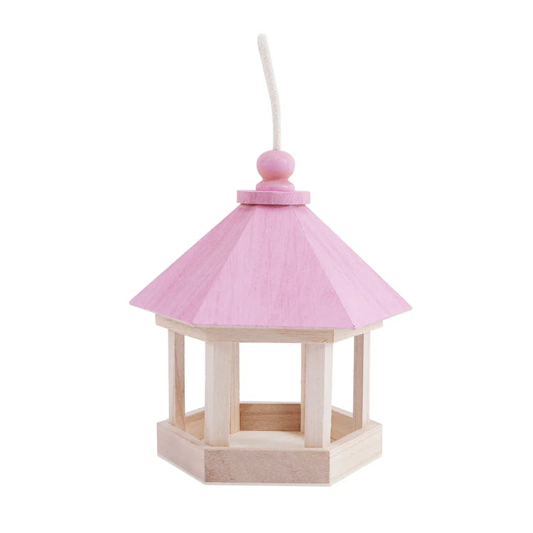 Simple Hanging Wooden Bird House Feeder – Outdoor Bird Shelter for Garden, Balcony, or Deck