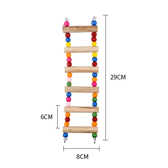 Bird Parrot Toys | Colorful Hanging Cage Climbing Ladders with Natural Wood | Parrots Suspension Bridge Swing Toys | Bird Toy Supplies