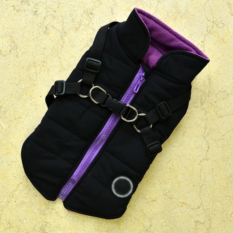 Dog Coat with Harness | Winter Fleece Zipper Jacket | Small Dog Clothes | Winter Cat Apparel |Indoor & Outdoor Pet Gifts