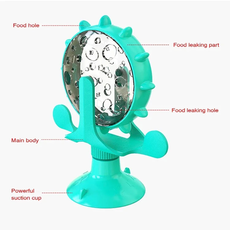 Cat Toy Treat Dispenser | Bell & Rotating Wheel | Interactive Slow Feeder | Kitten Puppy IQ Toy | Small Dog Pet Accessories