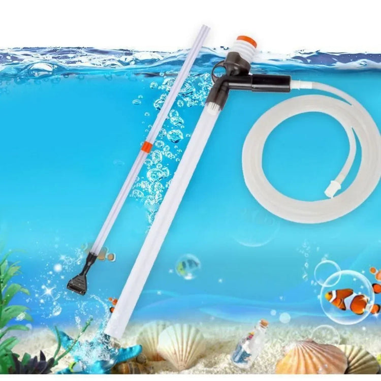 Press-Type Aquarium Water Change Pump with Gravel Cleaner & Glass Scraper