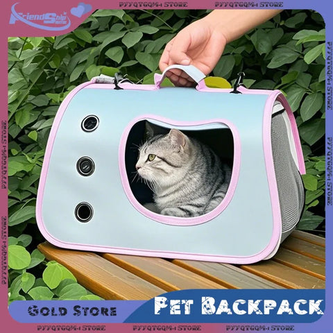 Portable Cat Carrier Bag – 360° Mesh Ventilated | Collapsible Handheld Tote | Small Pet Travel Backpack for Cats/Puppies