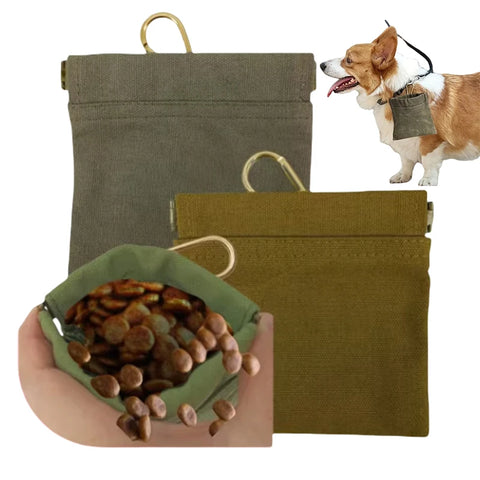 Canvas Dog Treat Bag – Portable Outdoor Training Snack Pouch with Automatic Closure