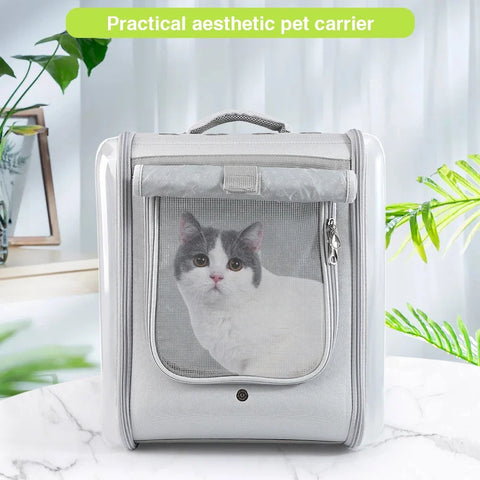 Double Sided Transparent Cat Carrier Backpack | Ventilated Travel Bag for Cats/Small Pets