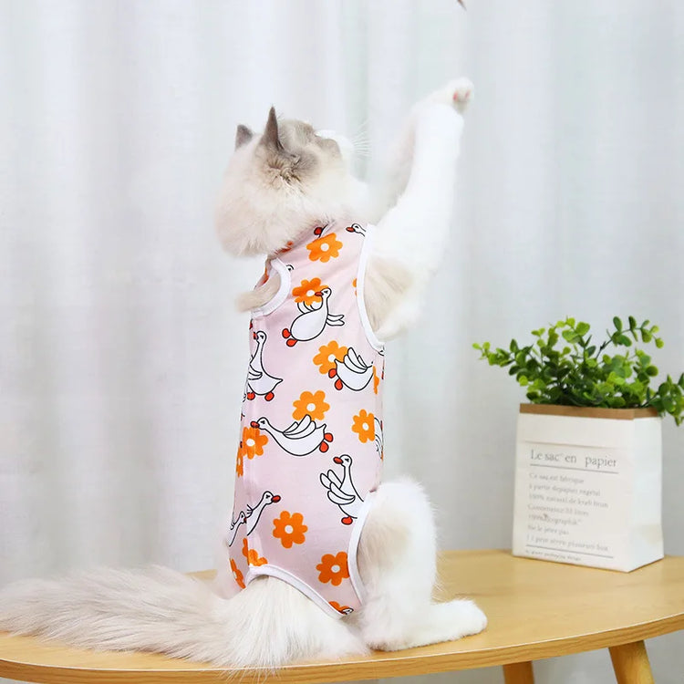 Post-Surgery Sterilization Suit for Female Cats | Anti-Licking Recovery Vest | Weaning Suit