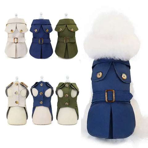British Style Winter Trench Coat for Small Puppies | Thick Warm Dog Jacket & Hoodie