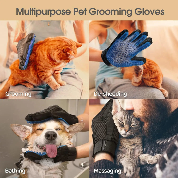 Pet Grooming Glove | Cat Hair Deshedding Brush | Massage Glove for Dog/Horse/Animal Cleaning | Pet Supplies Accessories