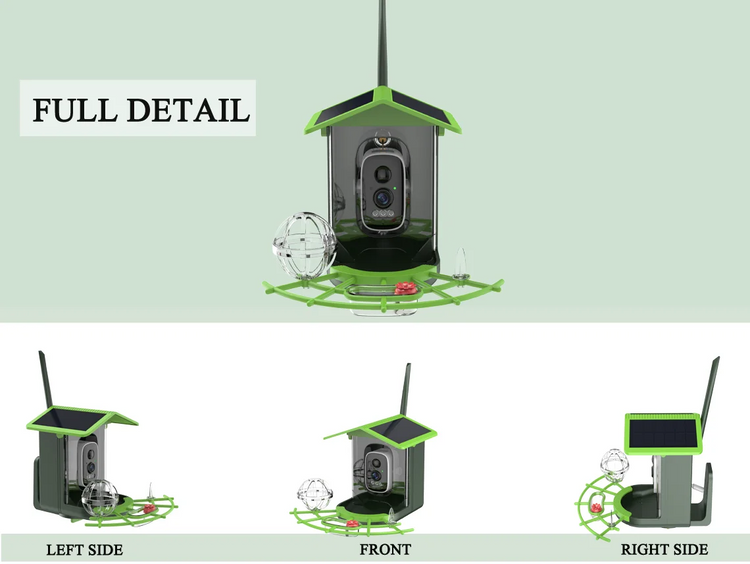 Bird Feeder Camera | 4MP 2K HD Bird Video Capture | Solar Powered WiFi Camera Feeder | Smart Birdwatching Device with Alerts | Outdoor Bird Observation Tool