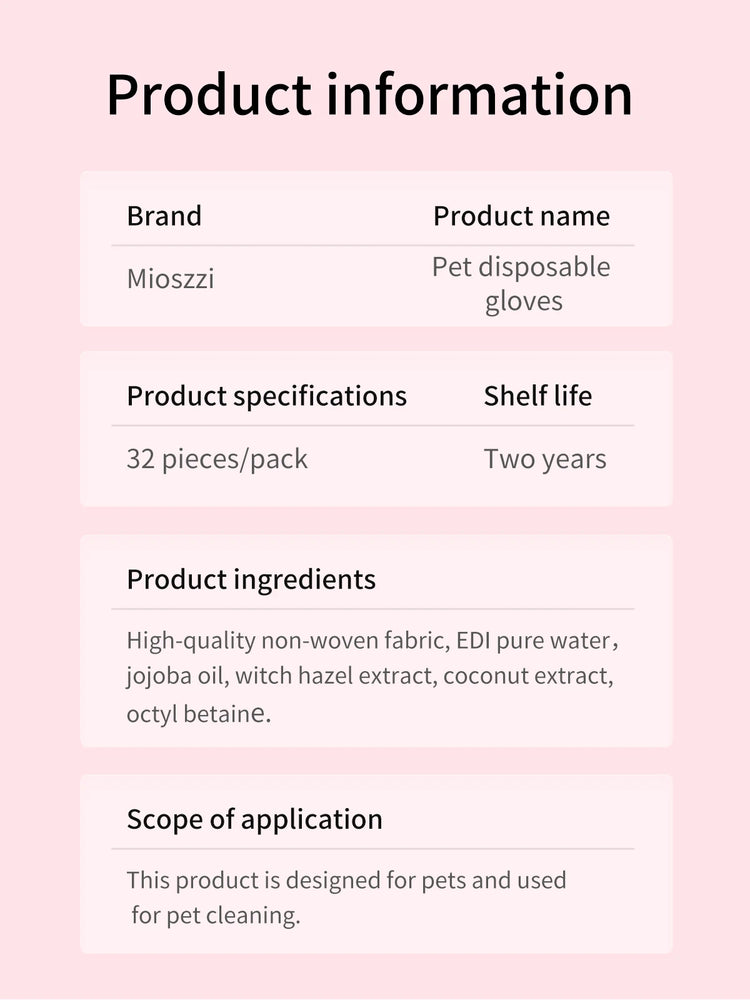 Pet Cleaning Gloves with Wipes 50Pcs | 2-in-1 Scrubber & Massager | Dog Cat Grooming