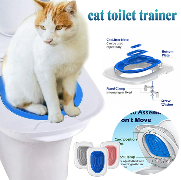 Pet Cat/Dog Toilet Training Kit | Reusable Removable Sand Tray Toilet Trainer for Cleaning & Training