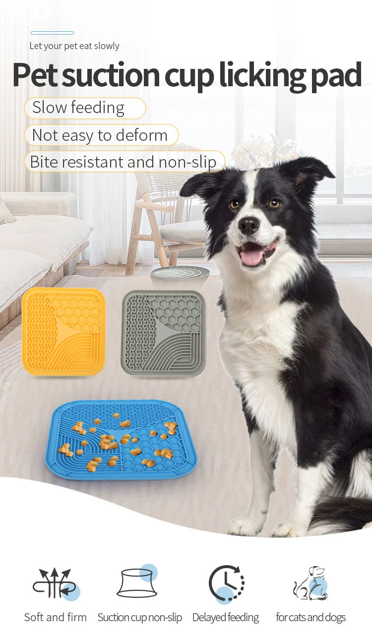 Silicone Pet Licking Mat for Cats/Dogs | Anti-Choking Slow Food Bowl | Bath Distraction Plate | Pet Supplies Cutlery