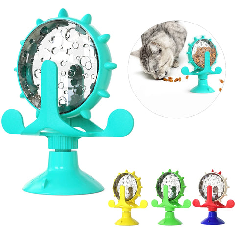 Cat Toy Treat Dispenser | Bell & Rotating Wheel | Interactive Slow Feeder | Kitten Puppy IQ Toy | Small Dog Pet Accessories