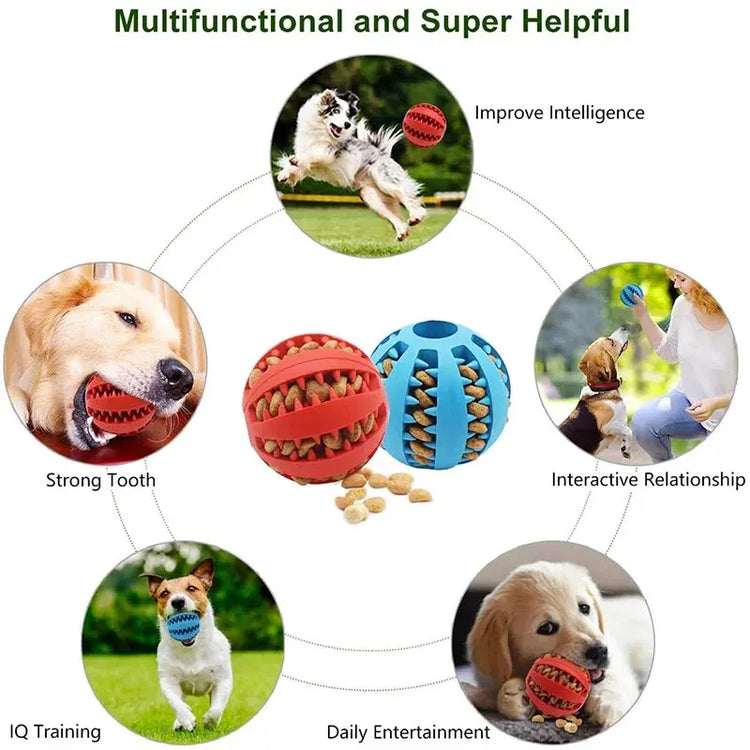 Durable Dog Chew Toy Ball – Bite-Resistant, Treat Dispensing & Teeth Cleaning Rubber Ball for Dogs and Cats