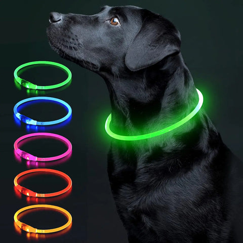 LED Luminous Dog Collar Light Rechargeable Flashing Safety Collar for Nighttime Walking