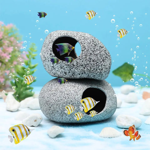 Ceramic Aquarium Cave – Natural Breeding & Hiding Decor for Fish, Shrimp, and Cichlids