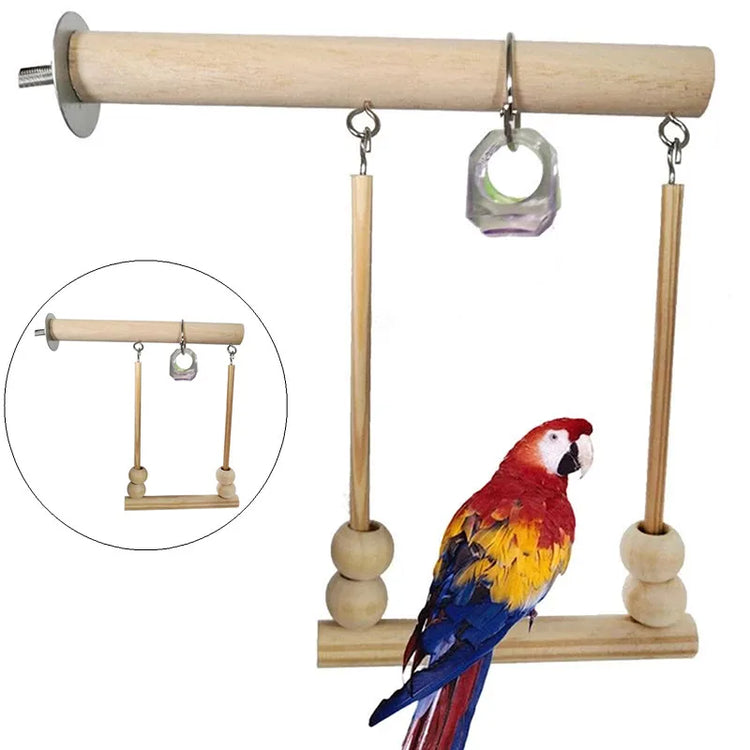 Parrots Toys | Bird Swing Exercise Climbing Playstand - Hanging Ladder Bridge | Wooden Hammock Toy with Bells for Parrot & Macaw