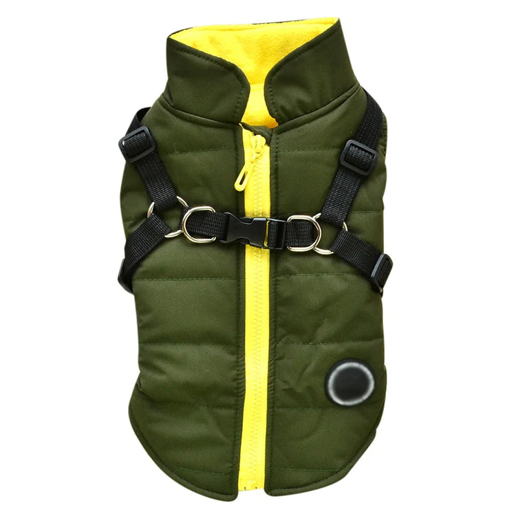 Dog Coat with Harness | Winter Fleece Zipper Jacket | Small Dog Clothes | Winter Cat Apparel |Indoor & Outdoor Pet Gifts