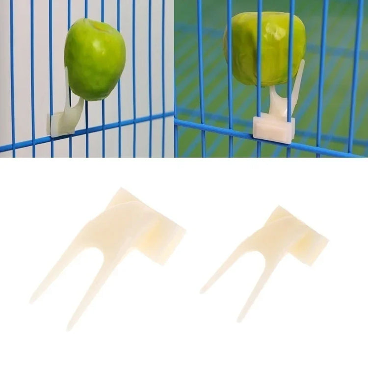 4Pcs Bird Fruit Forks | Parrot Cage Feeding Tools | Plastic Food Holder for Fruits & Veggies | Clip-On Feeding Accessories for Birds & Small Pets