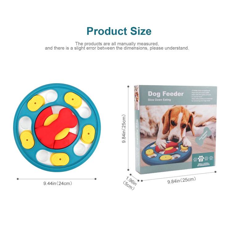 Interactive Dog Puzzle Slow Feeder Bowl IQ Training Food Dispenser for Dogs & Cats