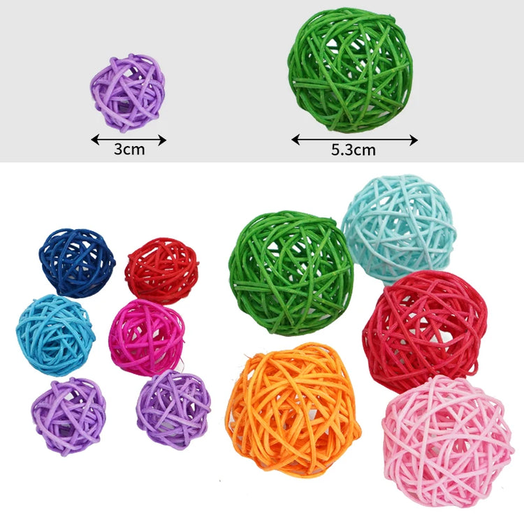 Pet Bird Toys Chewing Toys | Bird Rattan Ball Toy - Parrot Budgie Parakeet Cockatiel | Chewing/Playing Toys | Parrot Cage Toys - 5pcs