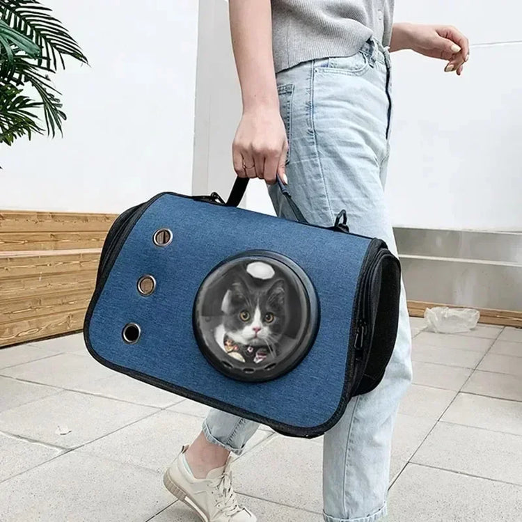Portable Pet Travel Bag – Transparent Foldable Cat Backpack Zipper Tote