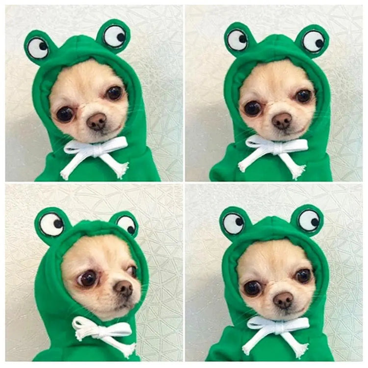 Cute Frog Dog Hoodie – Warm Fleece Sweatshirt for Small & Medium Dogs and Cats