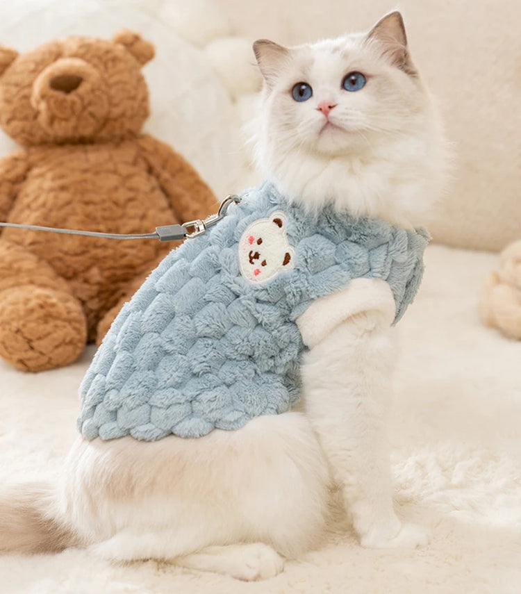 Winter Warm Hairless Cat Clothes | Buckle Cardigan Sweater For Sphynx, Ragdoll, Siamese & Persian Cats