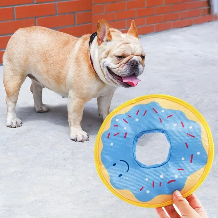 Durable Donut-Shaped Dog Toy – Interactive Squeaky Flying Disc