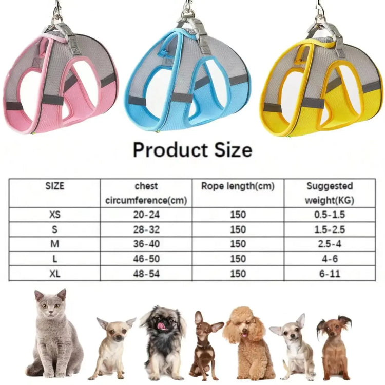 Cat Harness Leash Set | Adjustable Dog & Cat Collar | French Bulldog Harness Vest | Puppy & Chihuahua | Outdoor Walking Lead Leash
