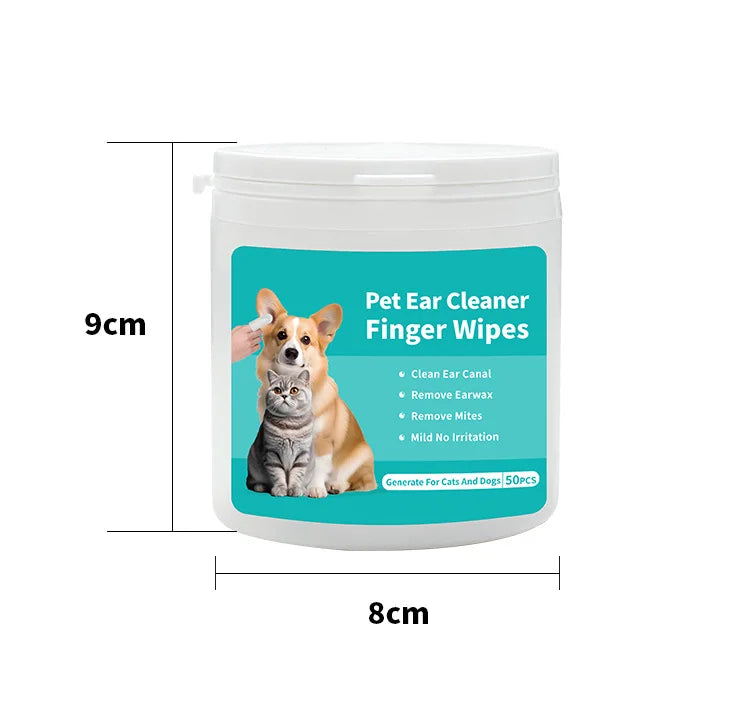 Dog & Cat Teeth Cleaning Finger Wipes – 50pcs | Disposable Dental Care Wipes for Pets