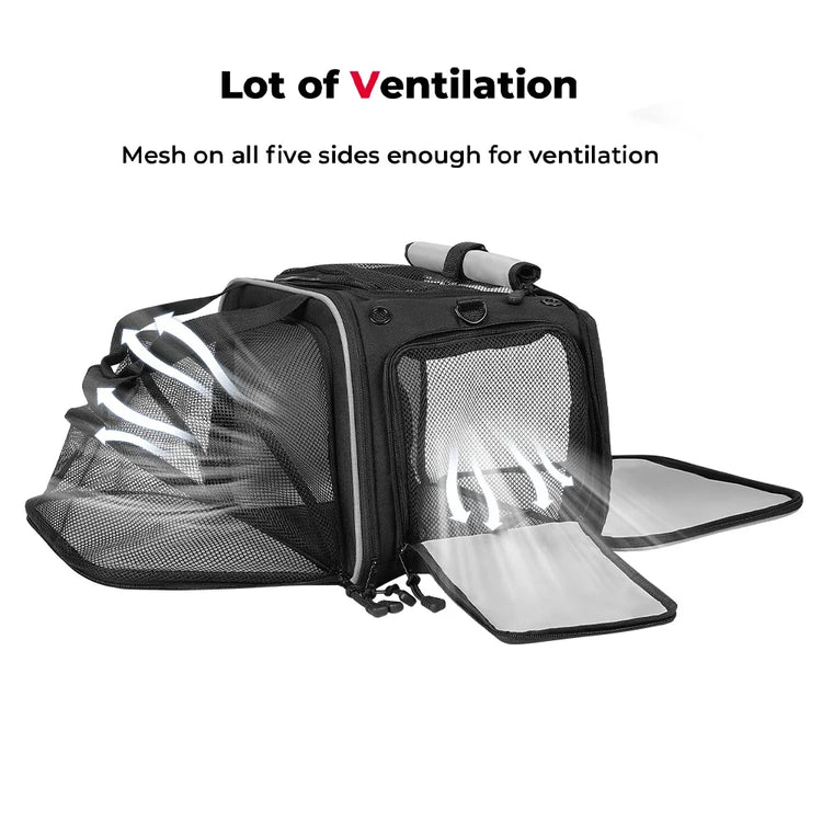 Motorcycle Pet Carrier Bag | Airline Approved Portable Travel Carrier for Cats/Dogs | Fits Luggage Rack or Passenger Seat