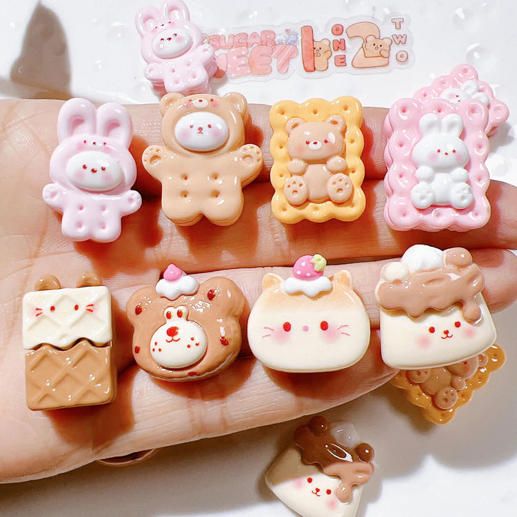 10Pcs New Cute Resin Cartoon Bowtie Cat | Flat Back Parts - Embellishments for Hair Bows | Accessories for DIY Crafts