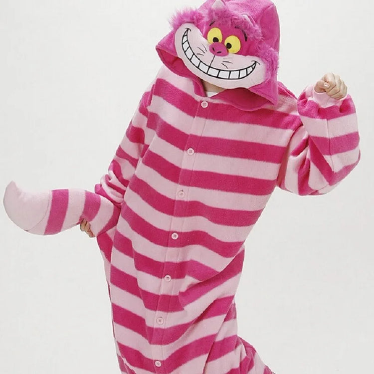 Cheshire Cat Flannel Pajamas for Women | One-Piece Cotton Sleepwear | Autumn/Winter Home Wear